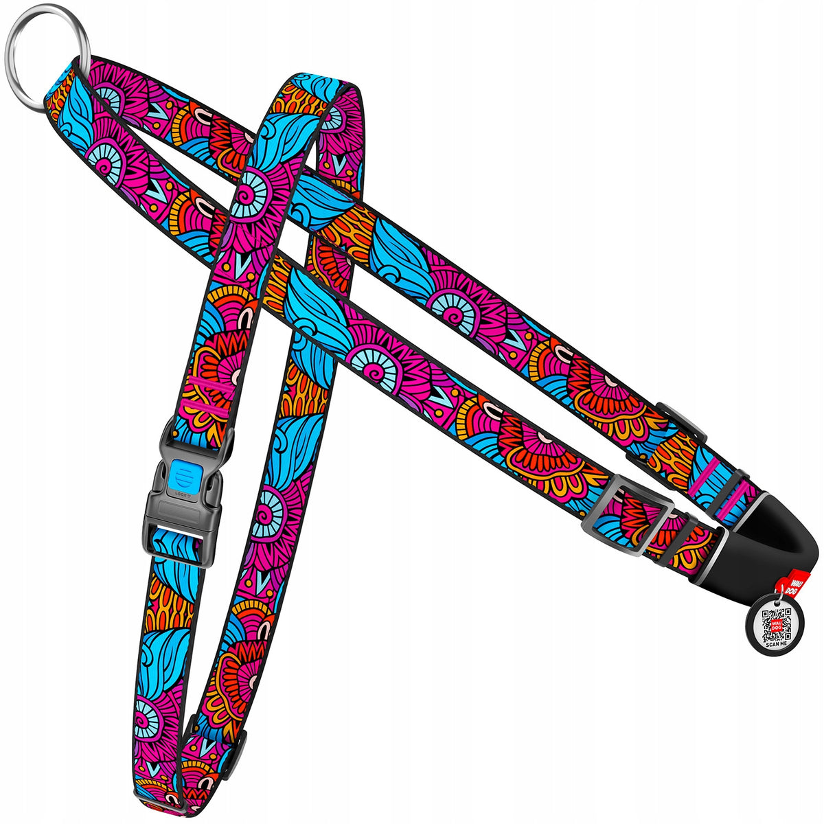 Dog Harness with Handle, Drawing "Summer", Size S