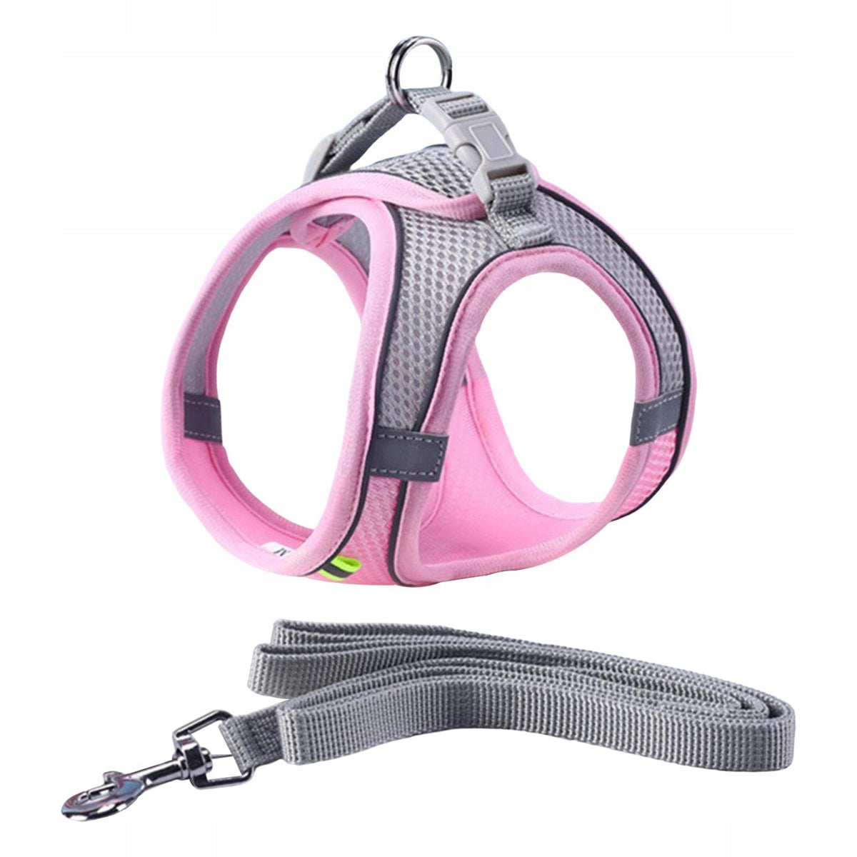 Dog Harness with Leash Set Reflective Step in Puppy Harness Pet Pink XXS