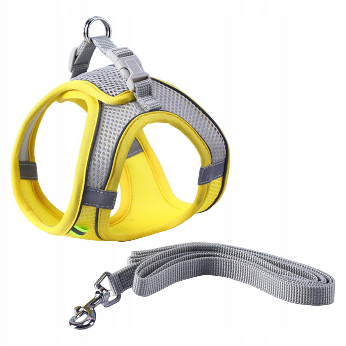 Dog Harness with Leash Set Reflective Step in Puppy Harness Pet Yellow XXS