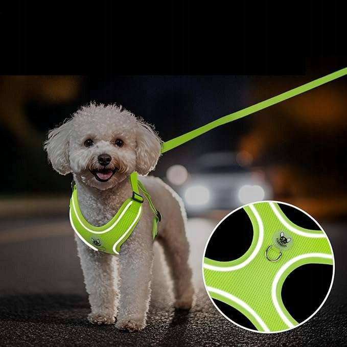 Dog Harness with Reflective Walking Leash Adjustable Soft M Green Manufacturer code X0027N2AGN