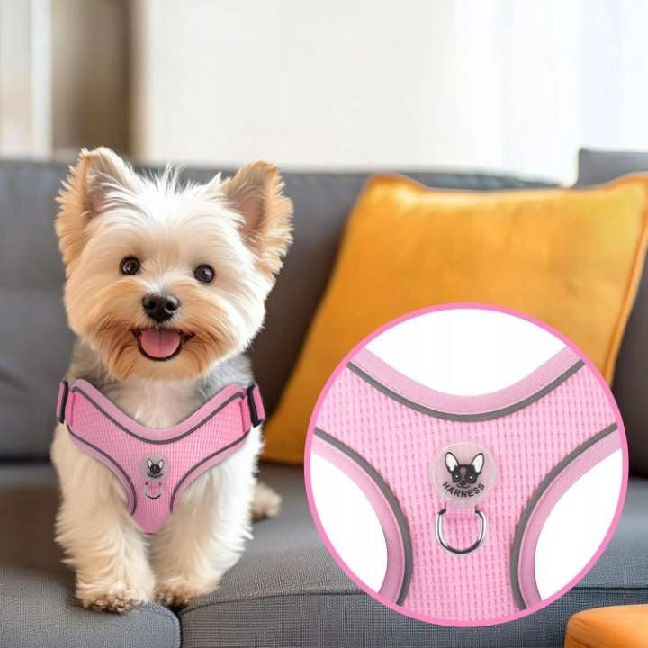 Dog Harness with Reflective Walking Leash Adjustable Soft M Pink Manufacturer code X0027N1S8T