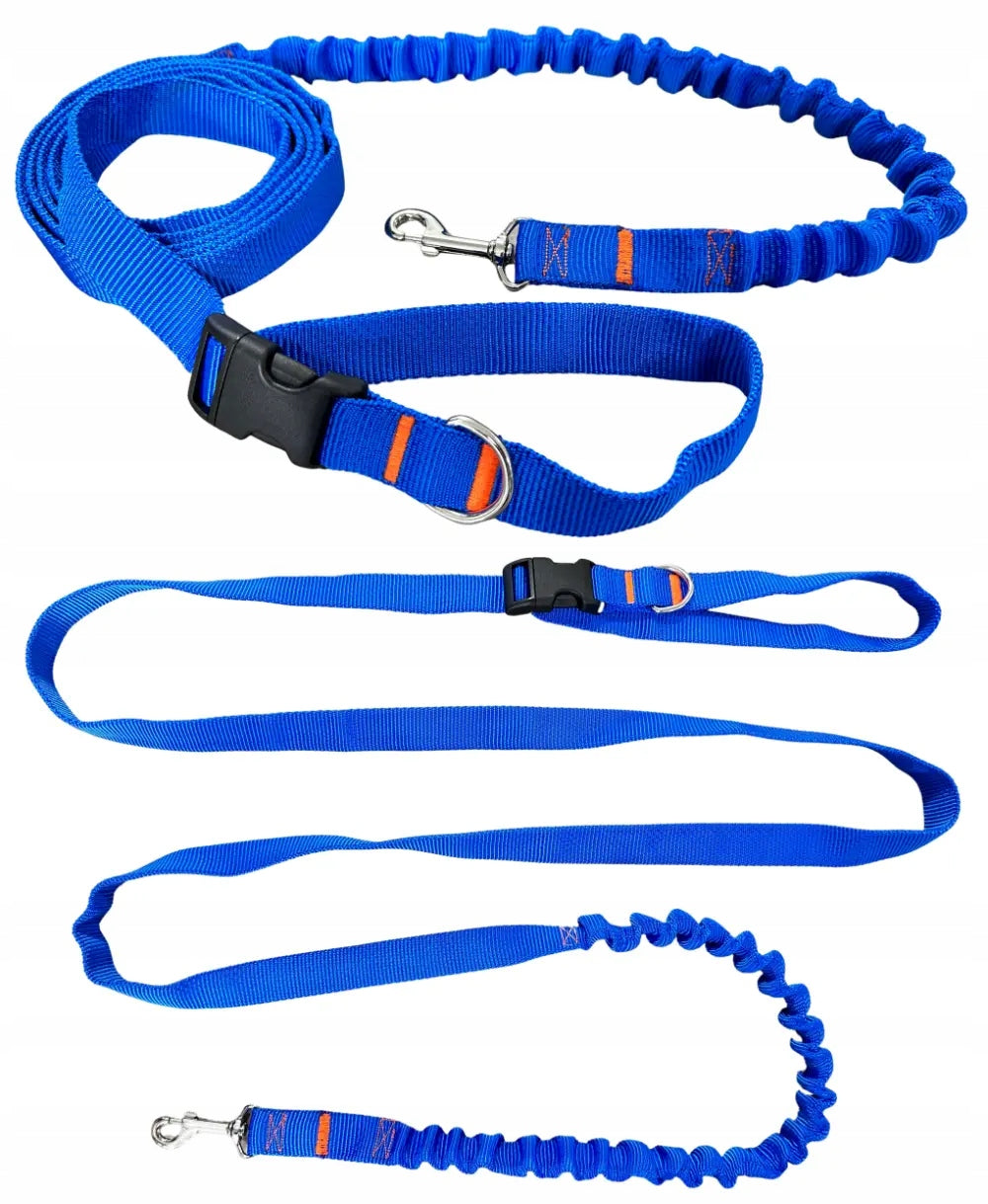 Dog LANYARD HandsFree Adjustable Sports Shock Absorber Blue 480cm Packaging status original