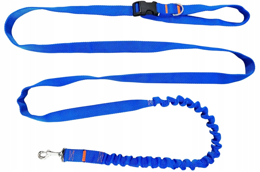 Dog LANYARD HandsFree Adjustable Sports Shock Absorber Blue 480cm