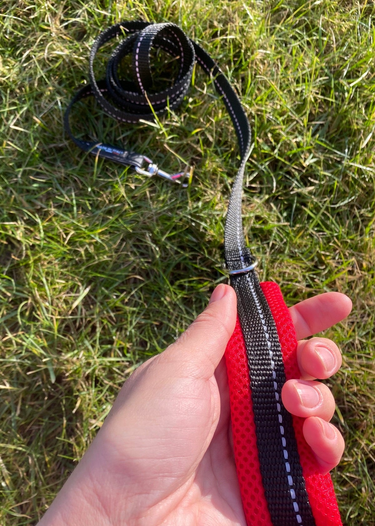 Dog LANYARD TRE PONTI Mesh Black SOFT handle 180cm LONG Color black