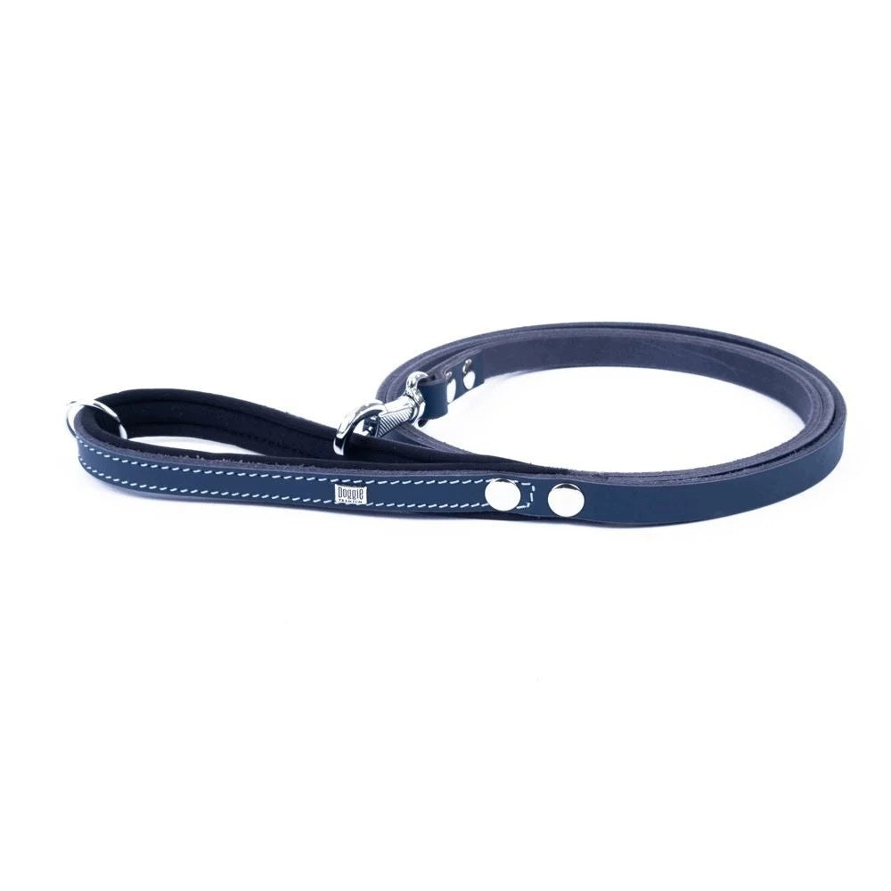 Dog Lanyard Leather 1,5x160cm Soft Handle Blue