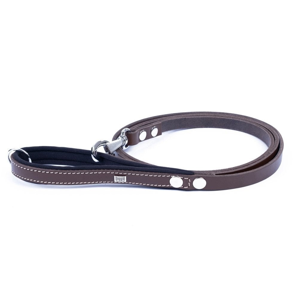 Dog Lanyard Leather 1,5x160cm Soft Handle Brown