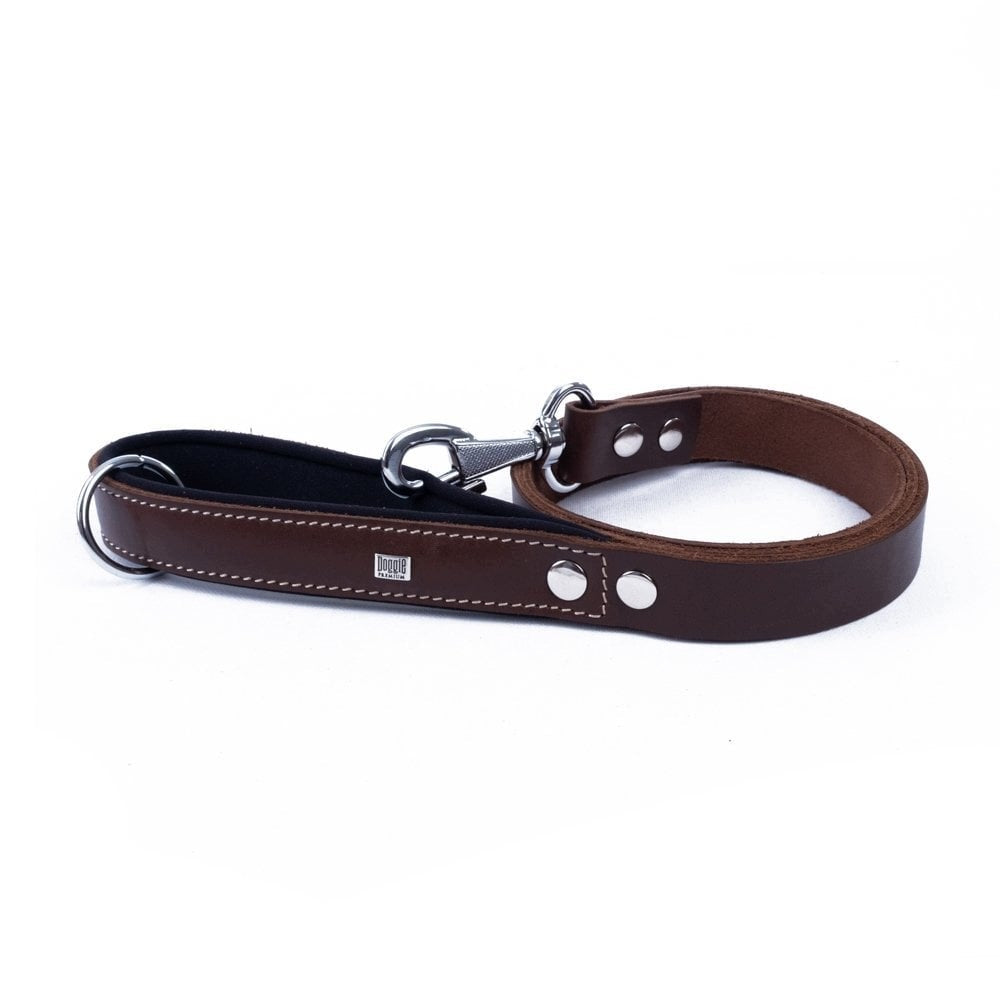 Dog Lanyard Leather 2,5x120cm Soft Handle Brown