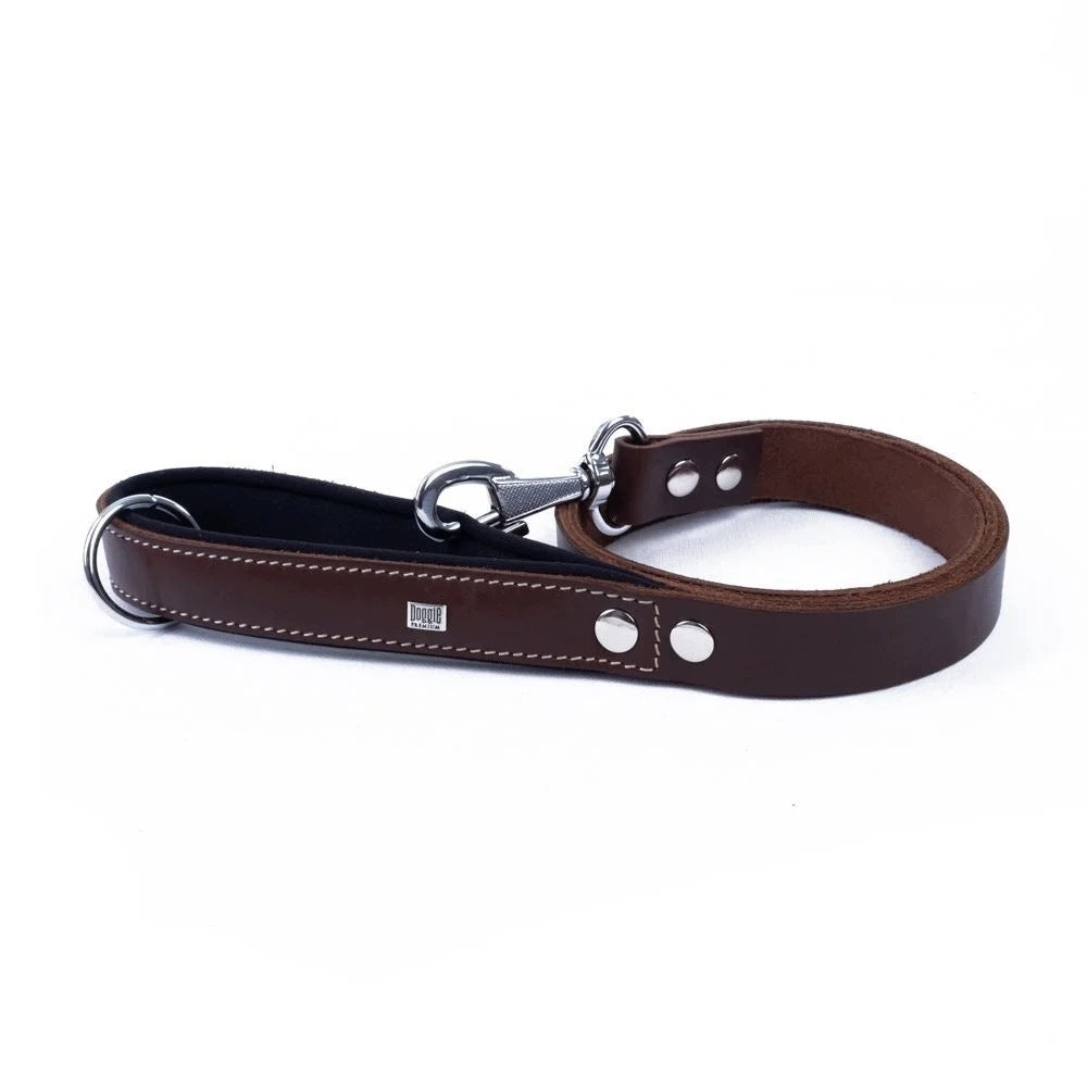 Dog Lanyard Leather 3x100cm Soft Handle Brown