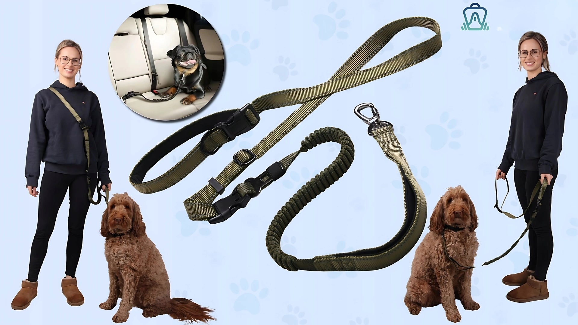 Dog Lanyard for Running with Shock Absorber Retractable Training Adjustable EAN (GTIN) 5903738827435
