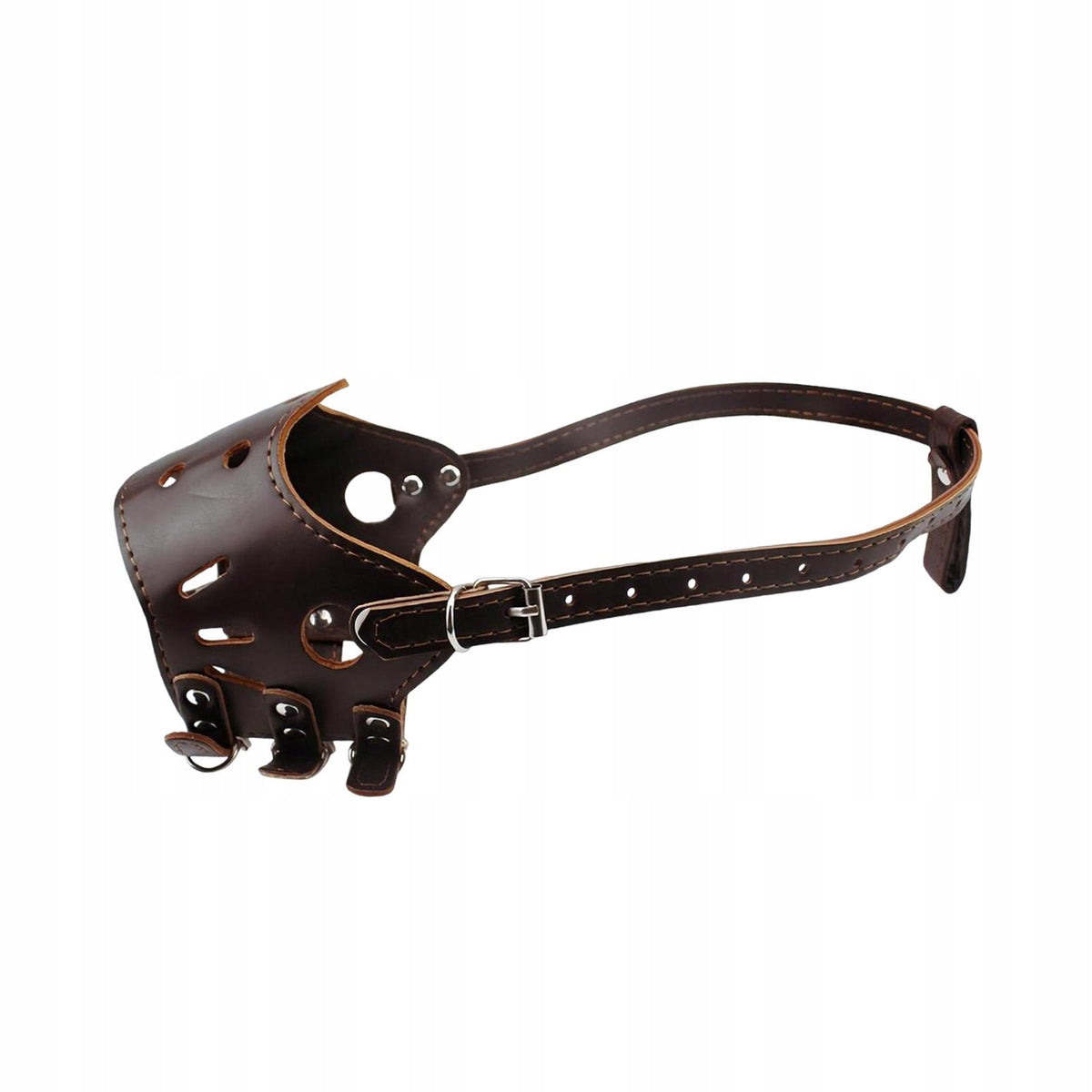 Dog Muzzle Pet Muzzle Dogs Accessories PU Leather Breathable Soft S Brown