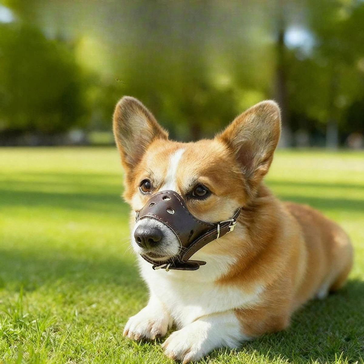 Dog Muzzle Sturdy Comfortable for Grooming Training Small Medium M Brown