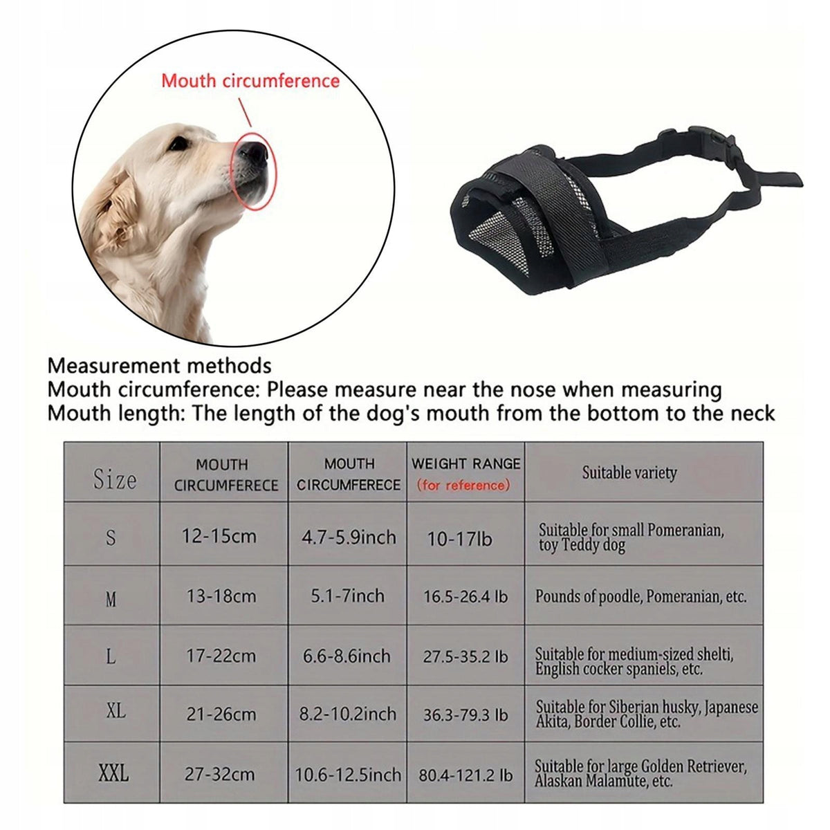 Dog Muzzle for Small, Medium & Large Dogs Breathable Anti Barking XL Manufacturer code 02664087901