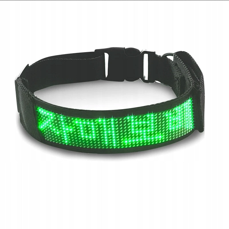 Dog Pet Collar LED Display Bluetooth Adjustable Green