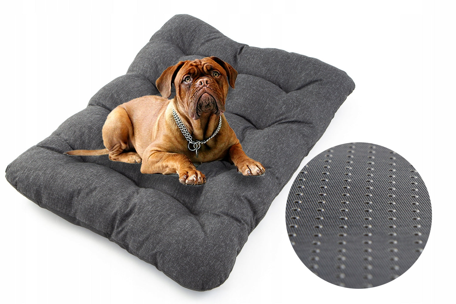 Dog Pillow Bed 100x70 WATERPROOF Black Linen