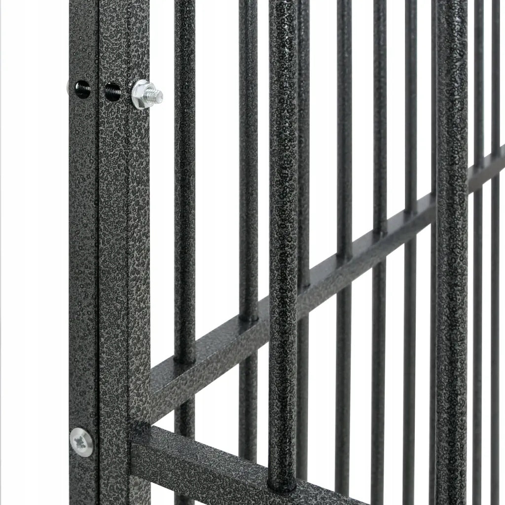 Dog Playpen, 12 Panels, Black, Galvanized Steel Product height 1 cm