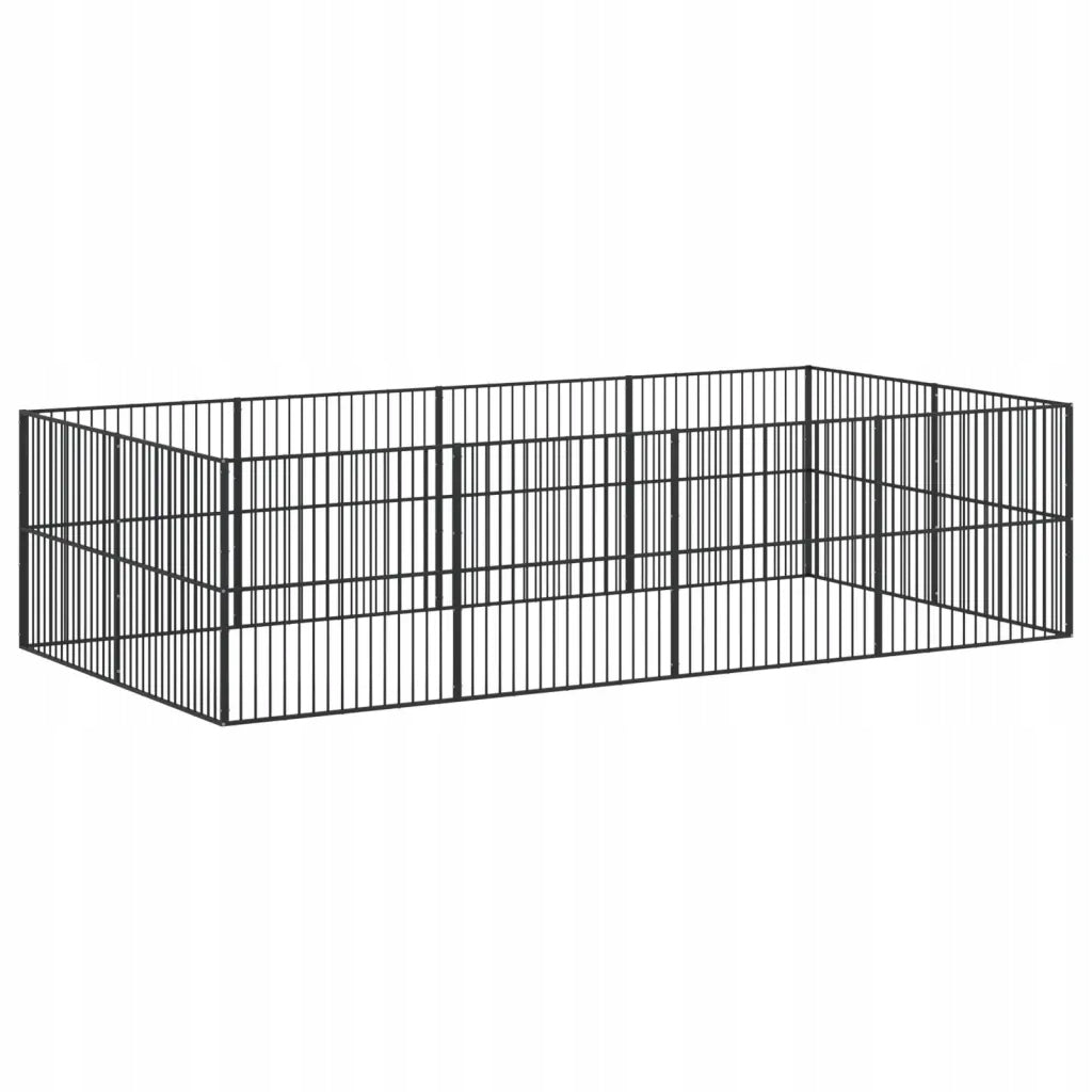 Dog Playpen, 12 Panels, Black, Galvanized Steel Product width 1 cm