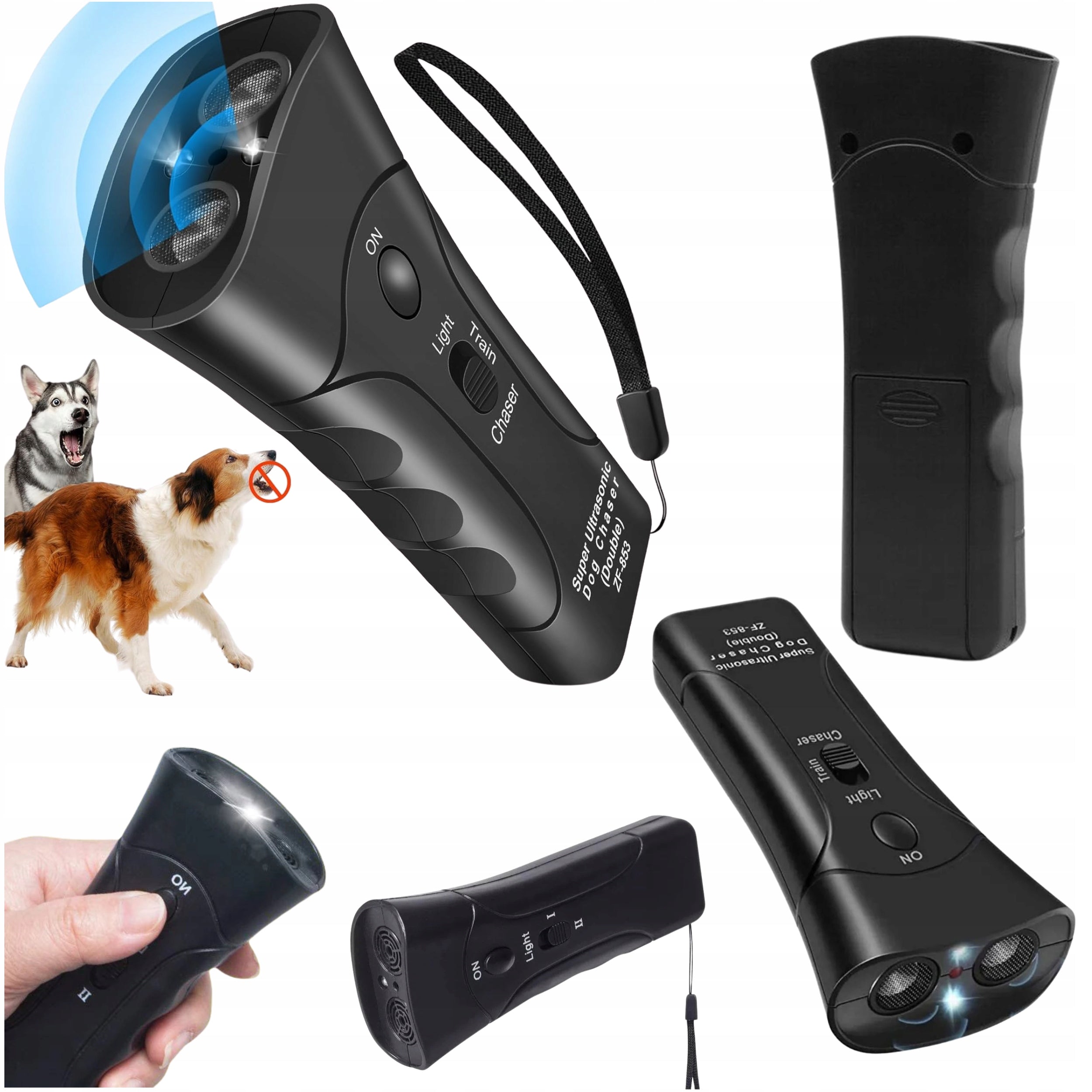 Dog Repellent Ultrasonic Loud Powerful 130dB MP036 3in1 LED Trainer
