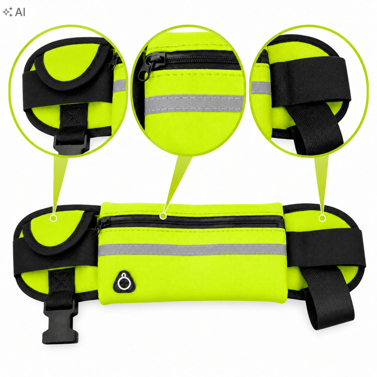 Dog Running Sachet Lanyard For Dog Or Cat 2in1 Reflective Green Manufacturer code 1600