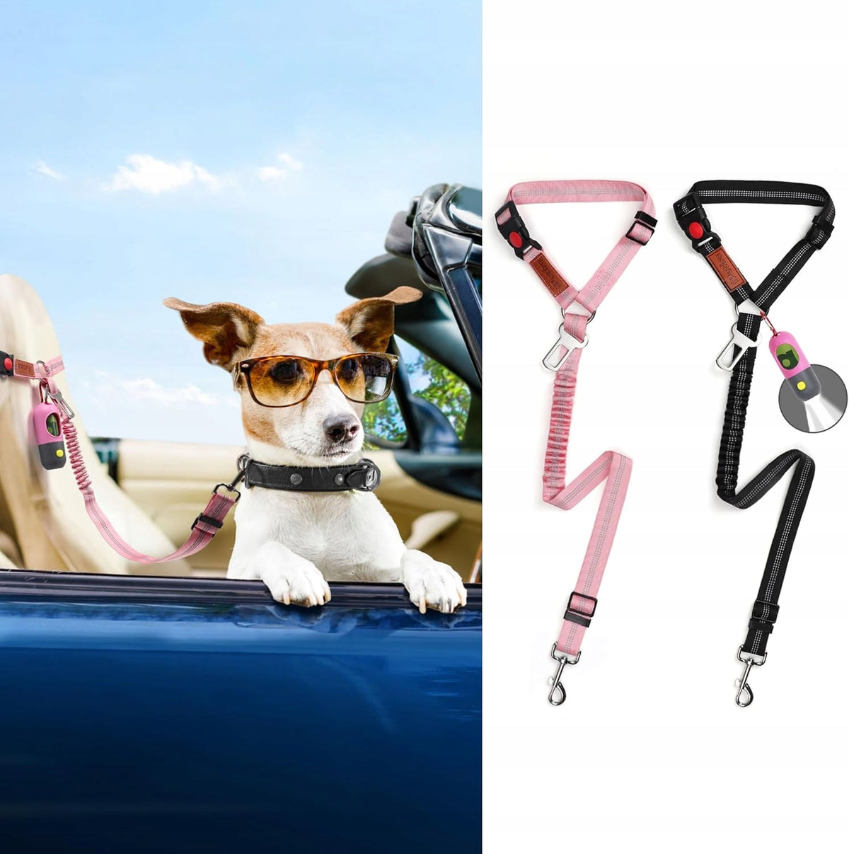 Dog Safety Belt LANYARD HARNESS FOR CAR FLASHLIGHT pouches