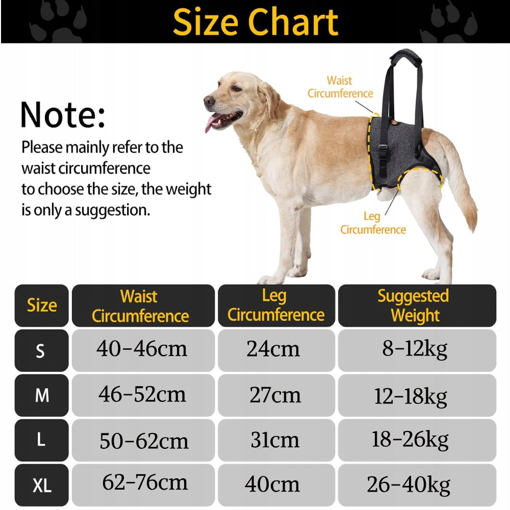 Dog Sling, Hind Leg Support Harness, for Elderly Injured Dogs, Grey, L Manufacturer code HMFZBD-GRA