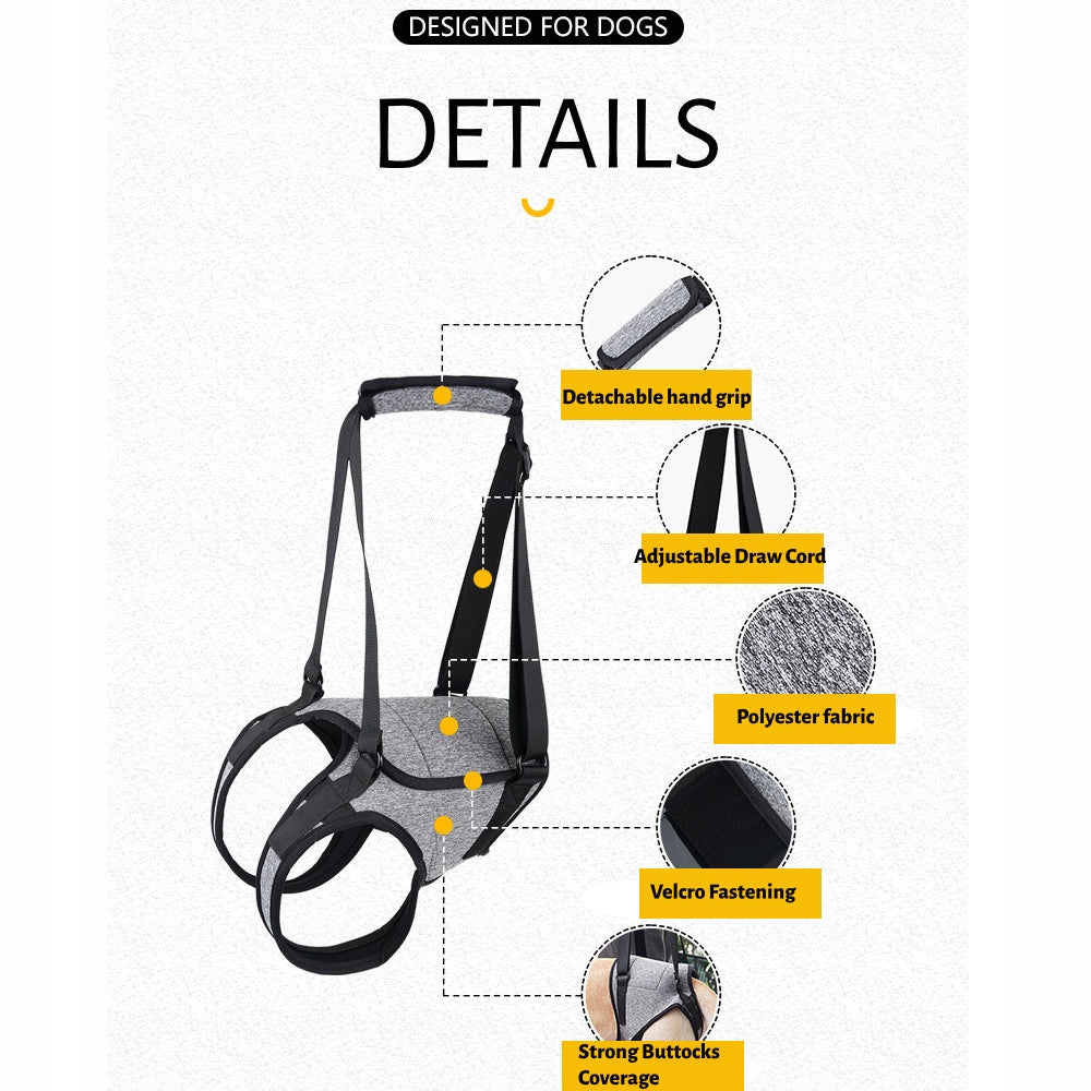 Dog Sling, Hind Leg Support Harness, for Elderly Injured Dogs, Grey, L Size L