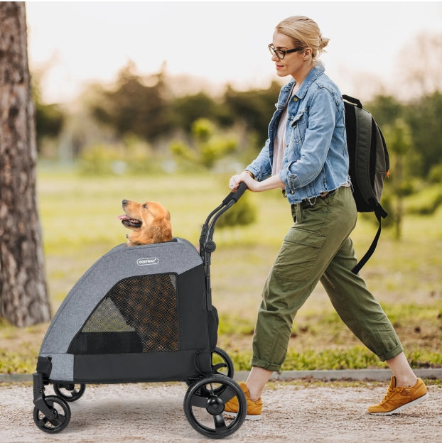Dog Stroller Costway Grey Oxford Fabric L/XL Maximum animal weight 60 kg