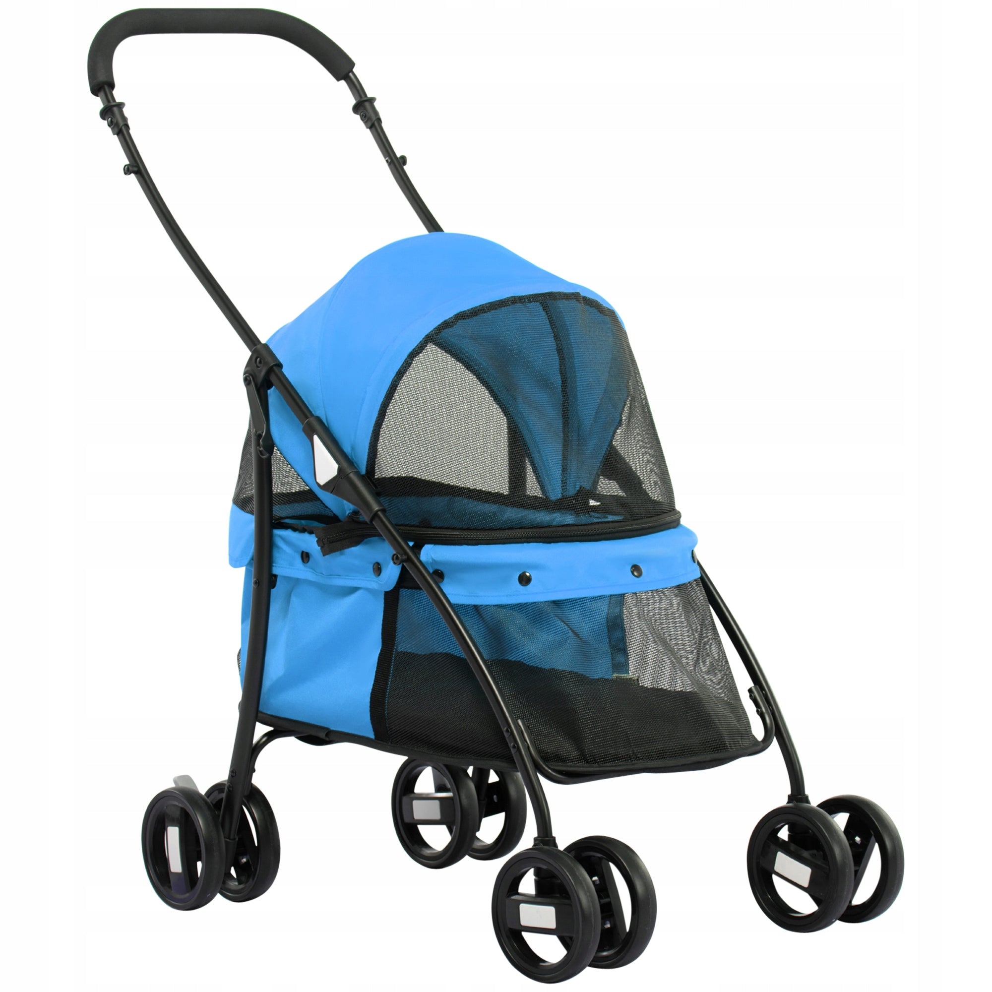 Dog Stroller Folding, Mesh Window, 2 Safety Links