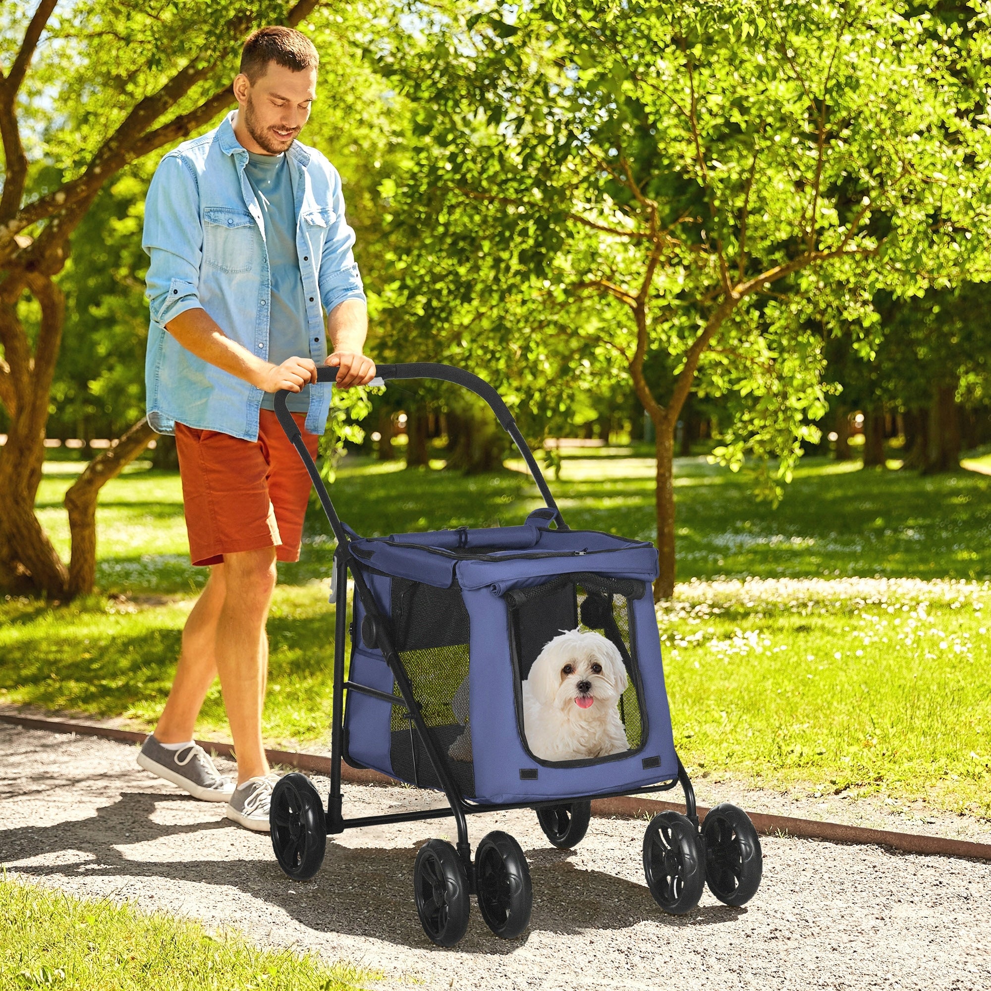 Dog Stroller, Folding, with Pillow, for Cats Brand PawHut