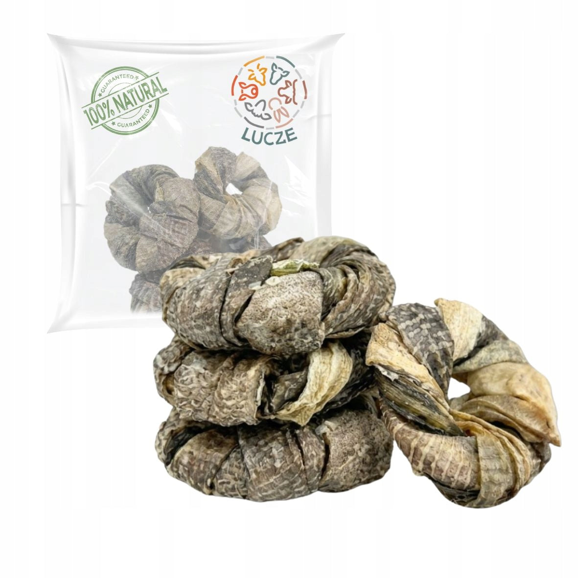 Dog TREAT Cod Skin Ring 4 Pack 100% Natural Fish Teether