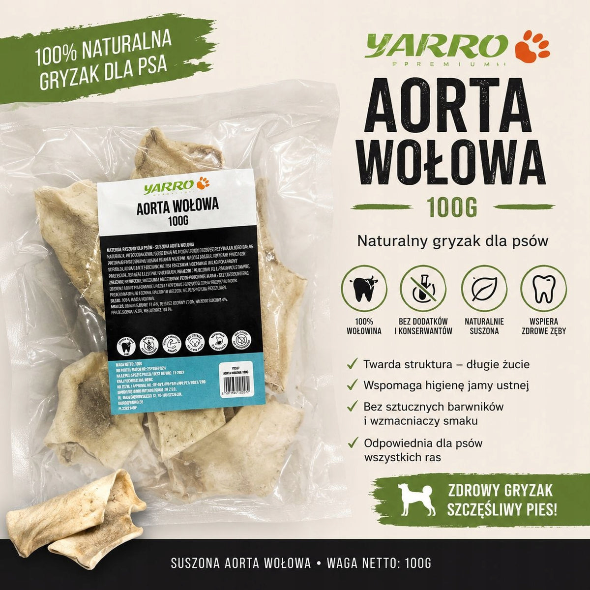 Dog Teether Aorta Dried Beef 100 g