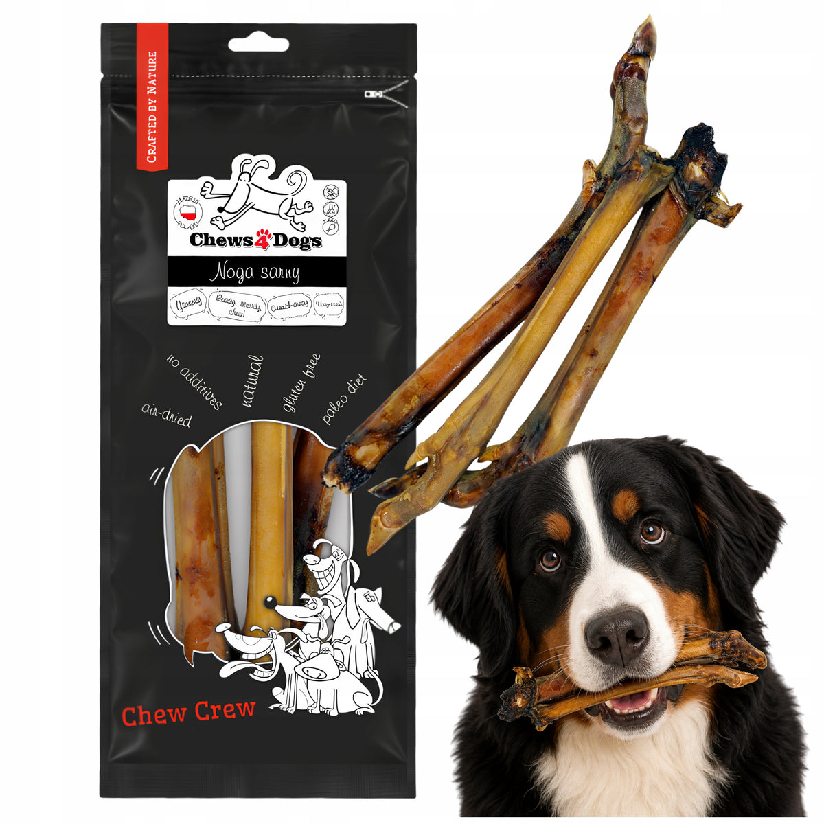 Dog Teether Leg Deer Natural Dried Treats 3 Pack Chews4Dogs