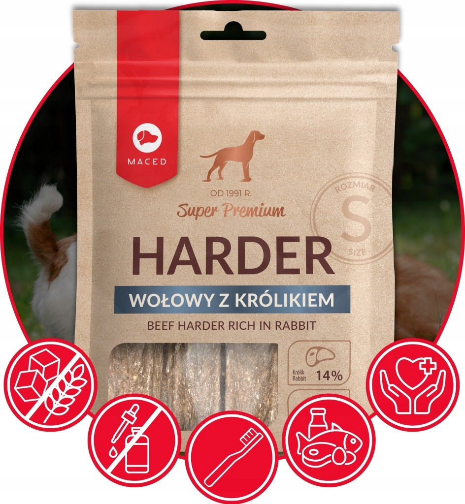 Dog Teether with Rabbit Super Premium Beef Harder - Size S 100g Brand Maced
