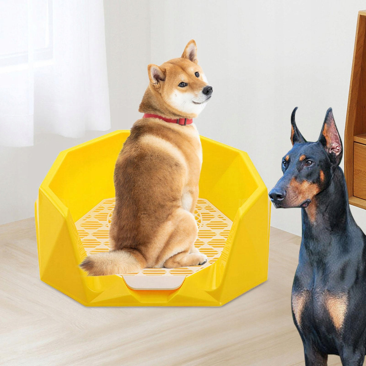 Dog Toilet Lavatory Basin Dog Potty Tray Cleaning Tool Litter Box yellow