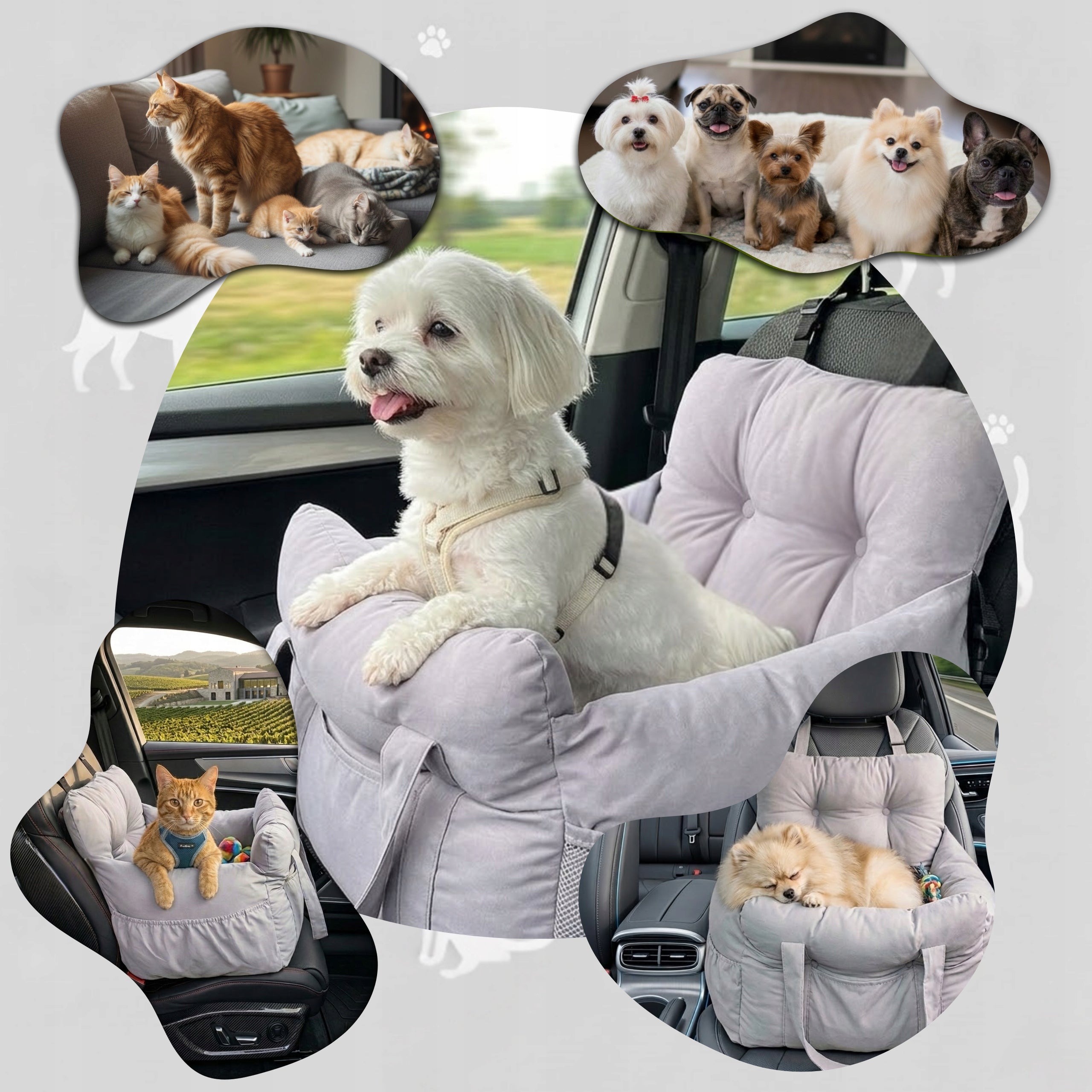 Dog Transporter For Car Seat Bag 2in1 For Cat Premium 50x50cm Size L