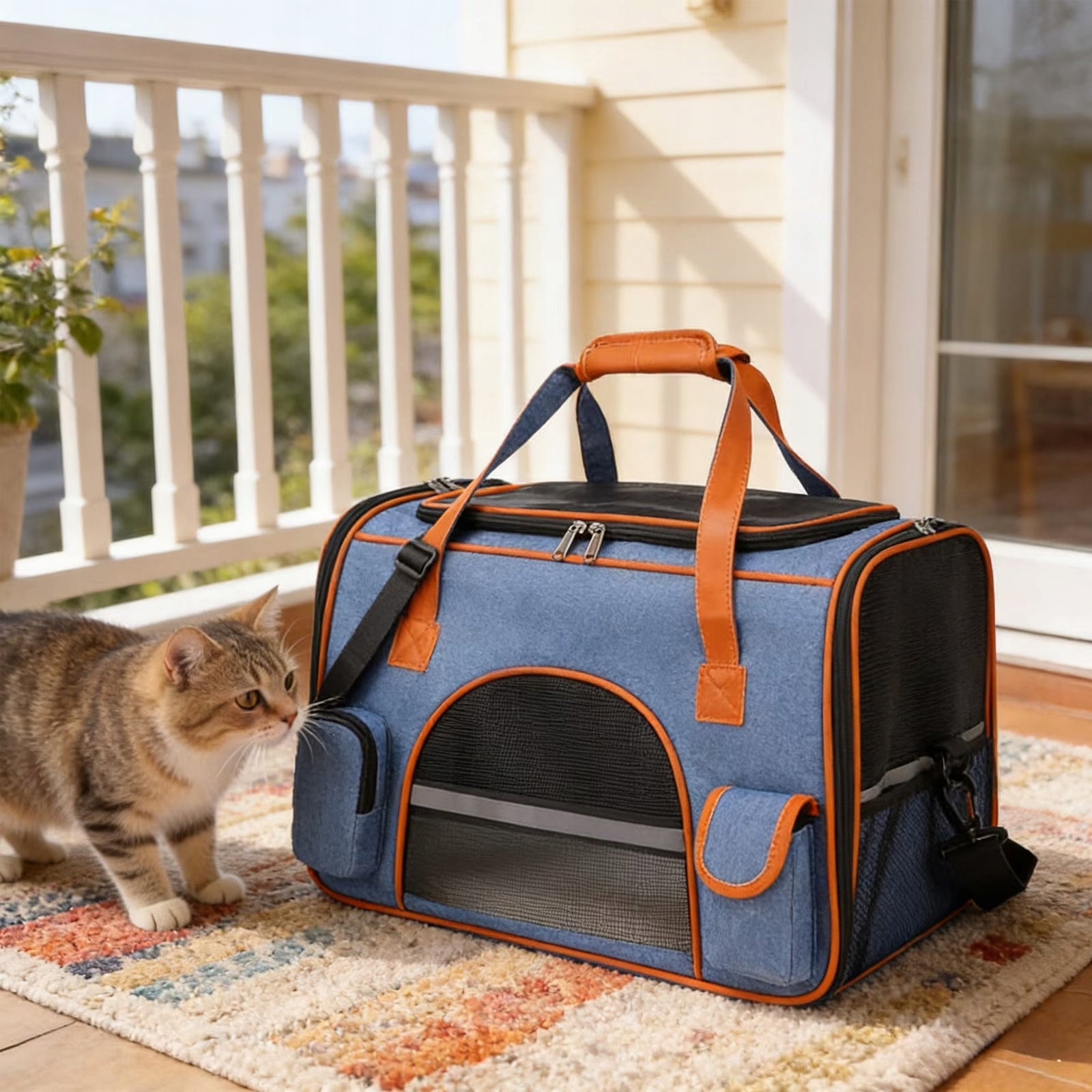 Dog Transporter for Car Blue Large 50x30x30cm Car Bag Brand WS