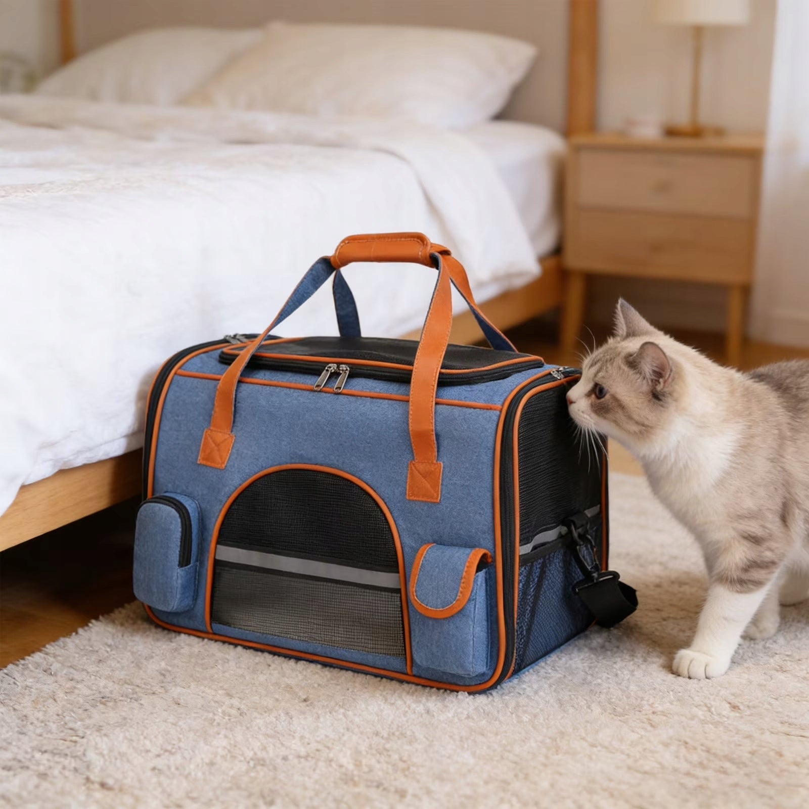 Dog Transporter for Car Blue Large 50x30x30cm Car Bag Manufacturer code Torba do Przenoszenia Psa Kota Transporter