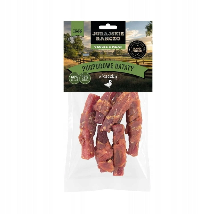 Dog Treat Jurassic Ranch sweet potato duck SOFT DRIED STRIPS 100g