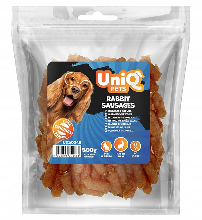Dog Treat Rabbit Sausages Soft 500g Treat UniQ Pets Flavor rabbit