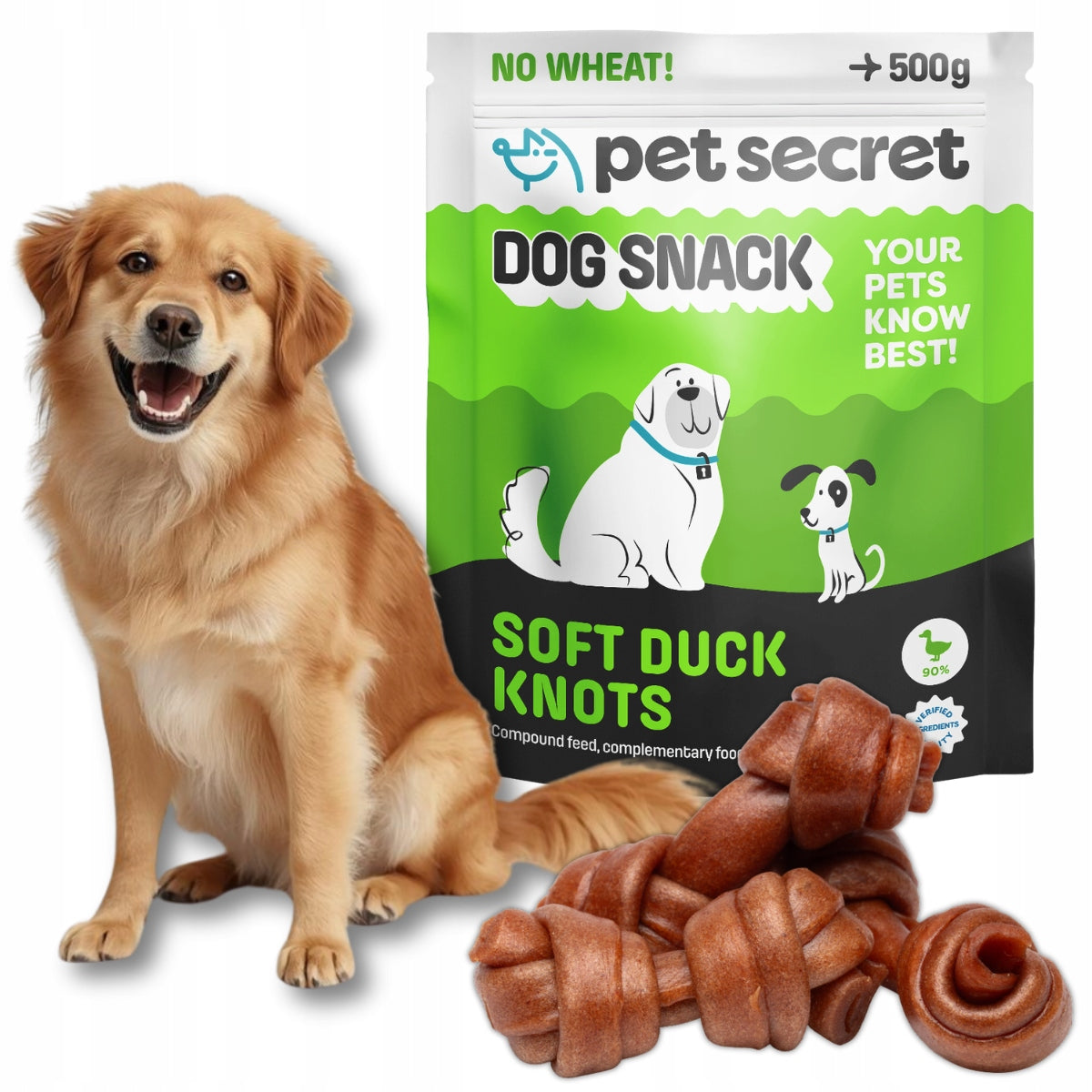 Dog Treat Soft Duck Meat Knots 500g Pet Secret Teether