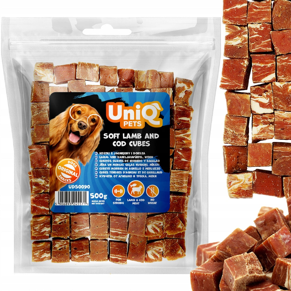Dog Treat Soft Lamb and Cod Cubes UniQ Pets 500g