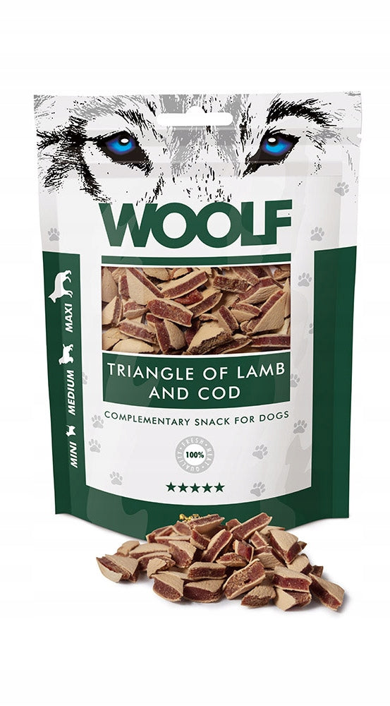 Dog Treat Woolf Triangle Lamb with Natural Cod 100 g