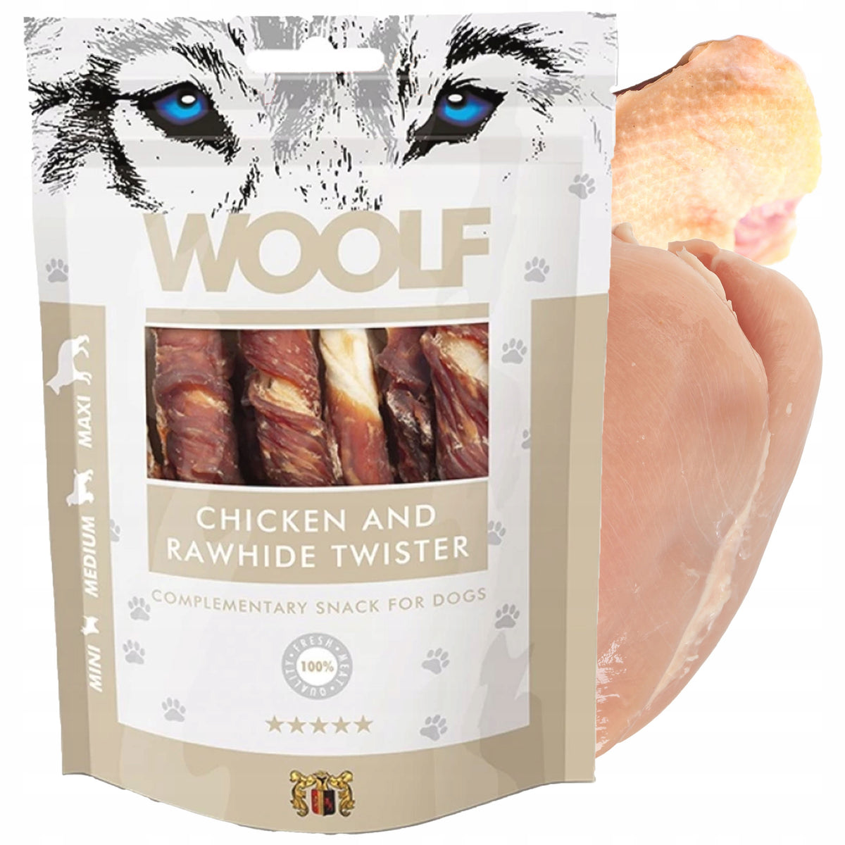Dog Treats Woolf Chicken and Raw Skin 100 g Manufacturer code 1023