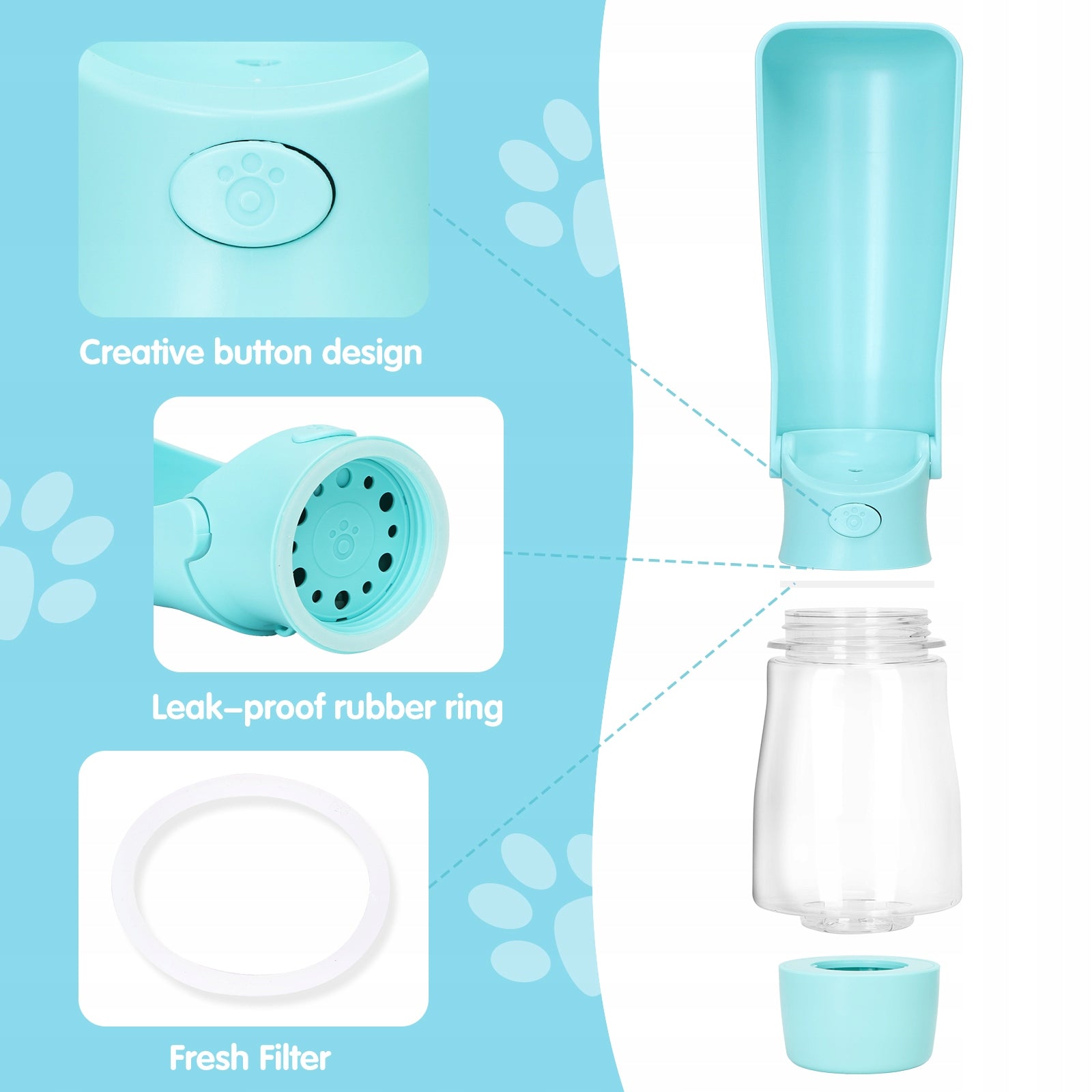 Dog Water Bottle with Bowl Tourist Drinker Folding 2in1 Brand Nobleza