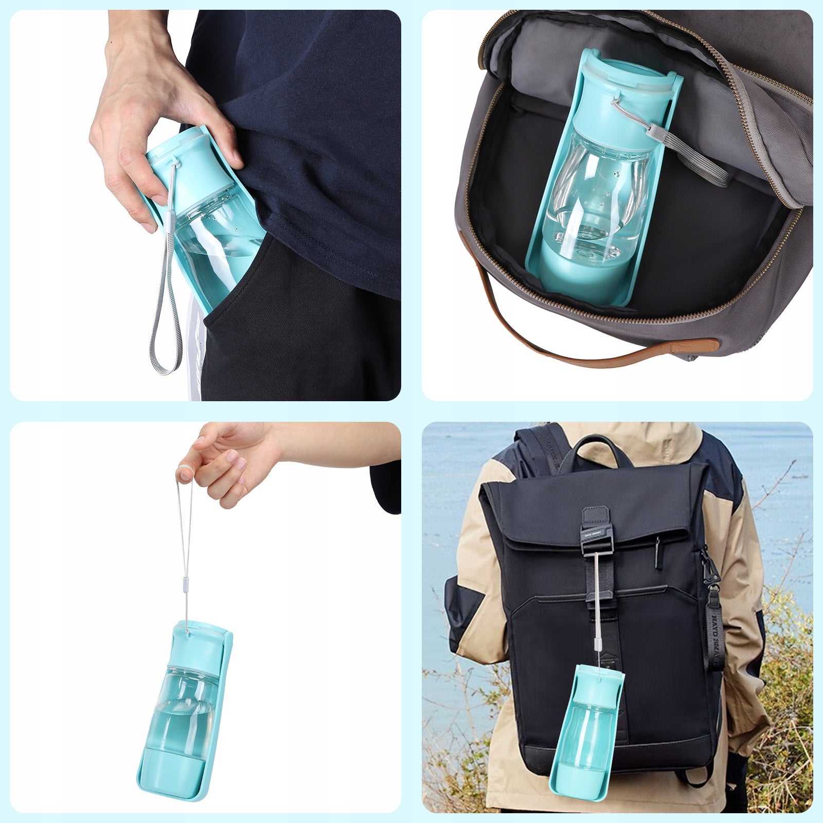 Dog Water Bottle with Bowl Tourist Drinker Folding 2in1 Device type water bottle