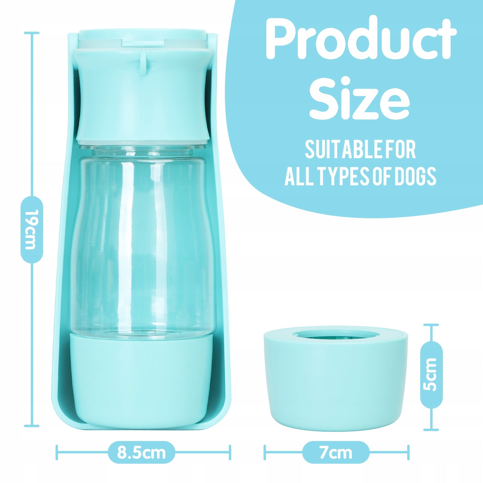 Dog Water Bottle with Bowl Tourist Drinker Folding 2in1 Material made from a synthetic material