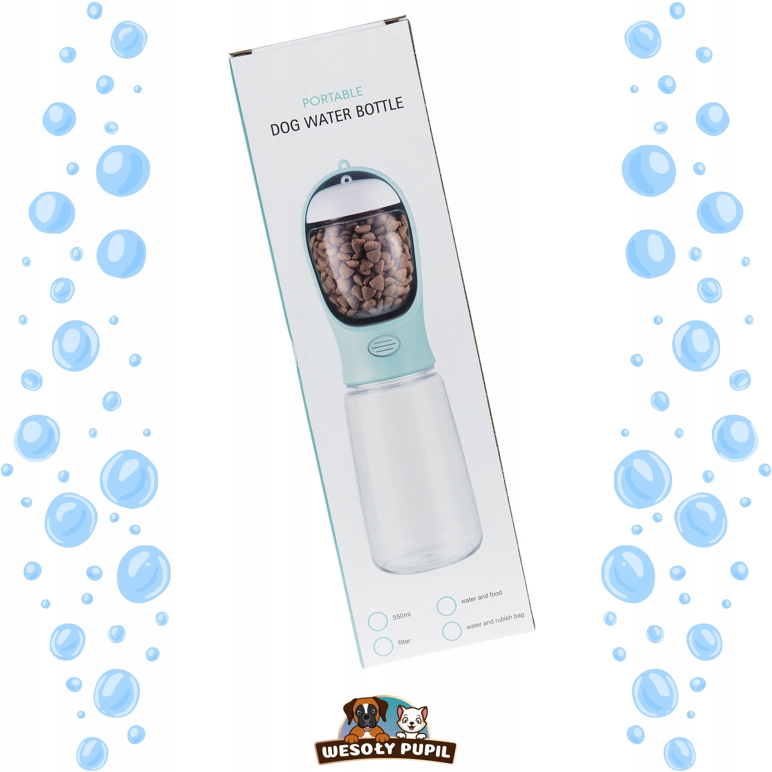Dog Water and Food BOTTLE with Bowl 3in1 Tourist BOTTLE 550ml for Summer Capacity 550 l