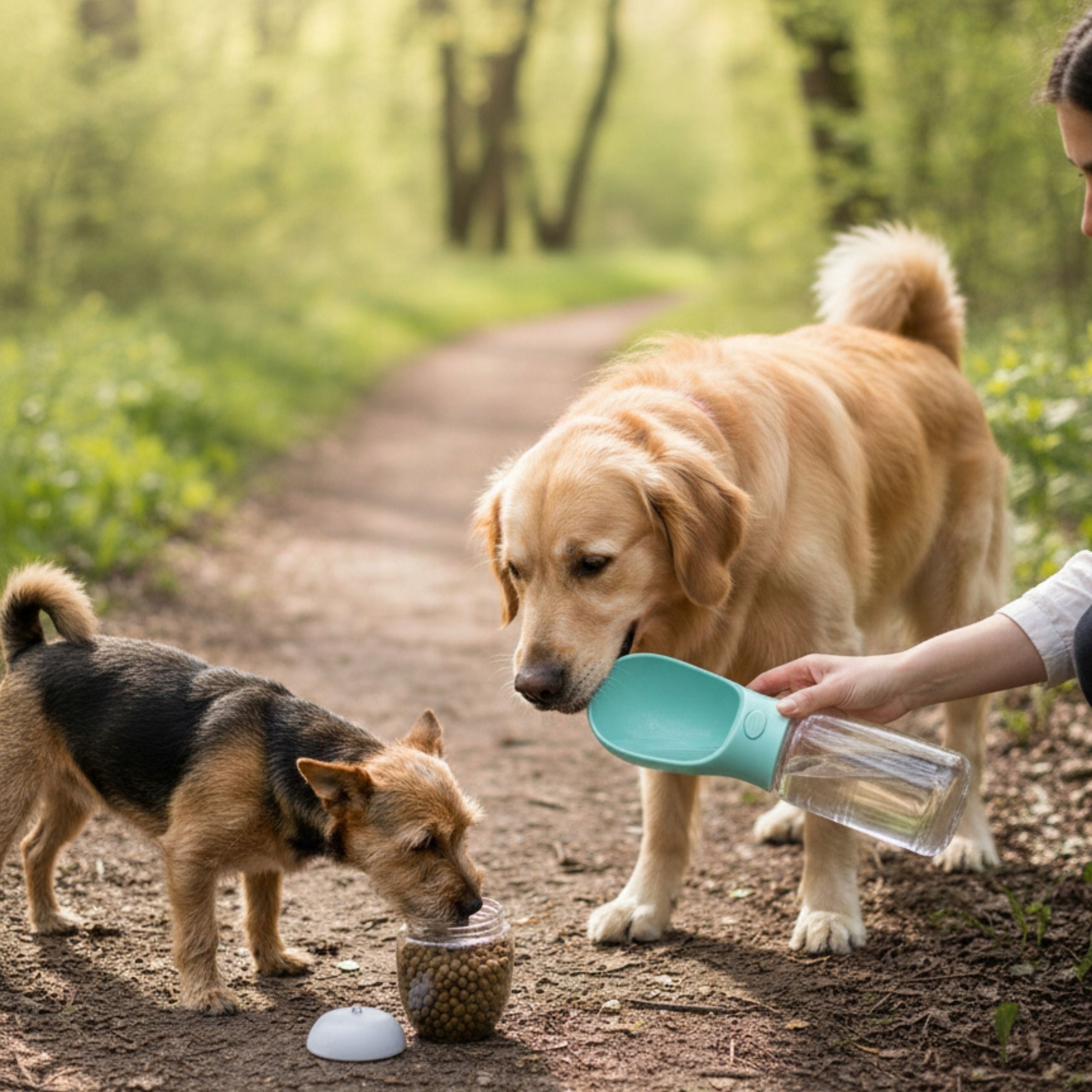 Dog Water and Food BOTTLE with Bowl 3in1 Tourist BOTTLE 550ml for Summer Color blue