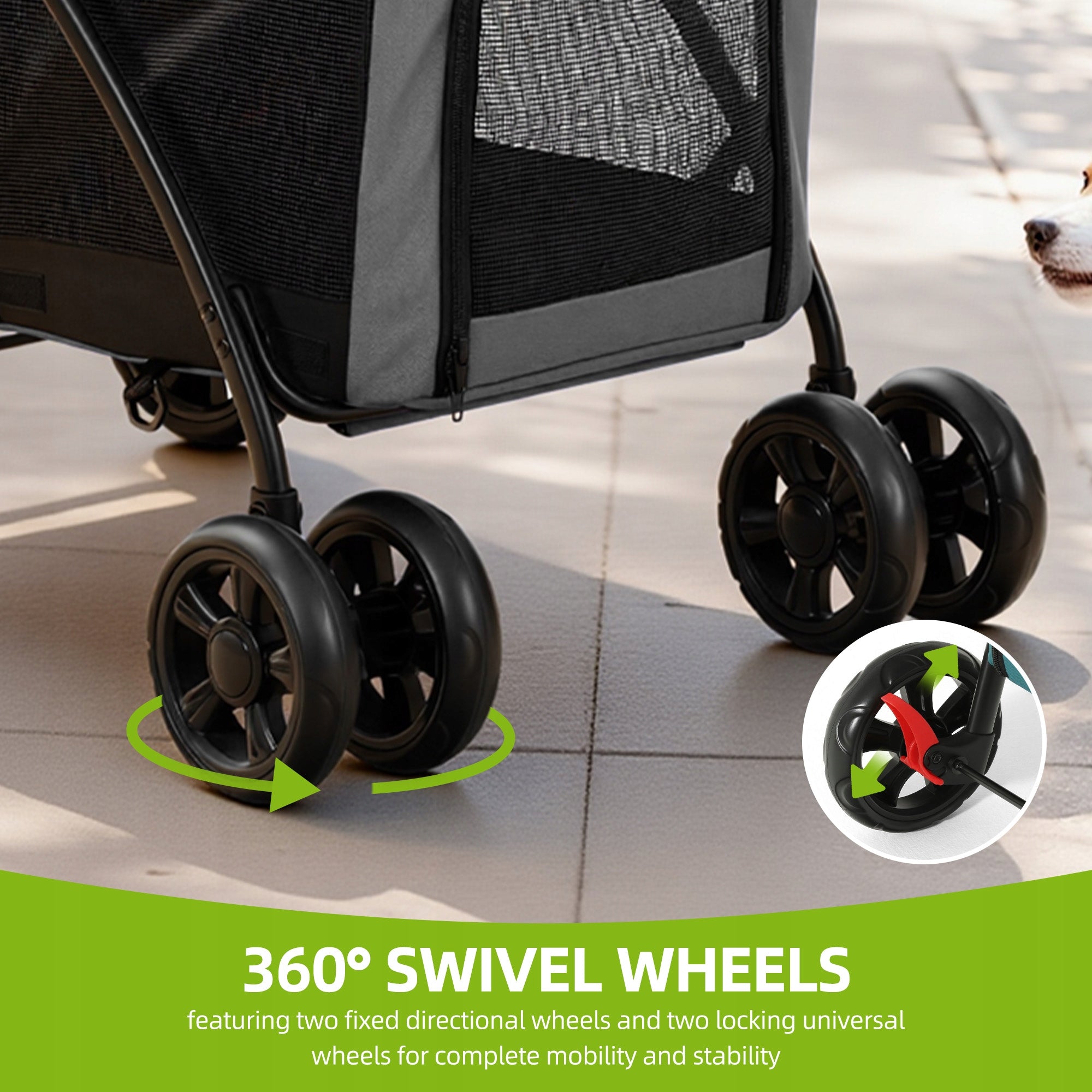 Dog and Cat Stroller, max 15kg, Foldable, Mesh Window, 82x53x98cm, Grey Main material other