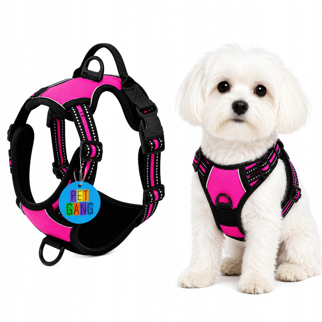 Dog and cat HARNESS PRESSURE-FREE pink GUARD S 33-60cm Maltese York