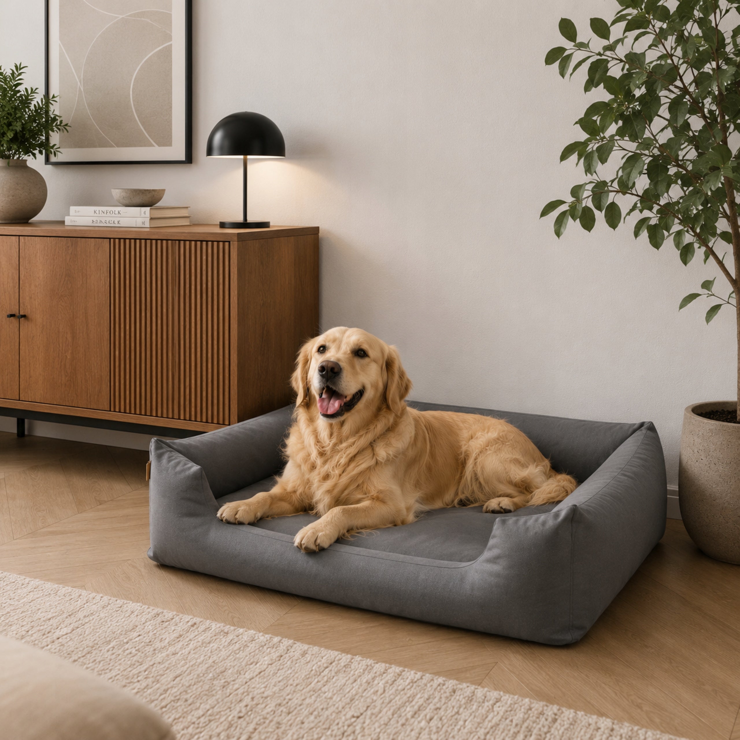 Dog bed 100x75 XXL mattress couch cushion bedding sofa GRAPHITE Packaging status original